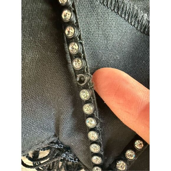 Vintage Inspired Black Fringe Maxi evening Gown With Rhinestone Straps - Picture 8 of 12